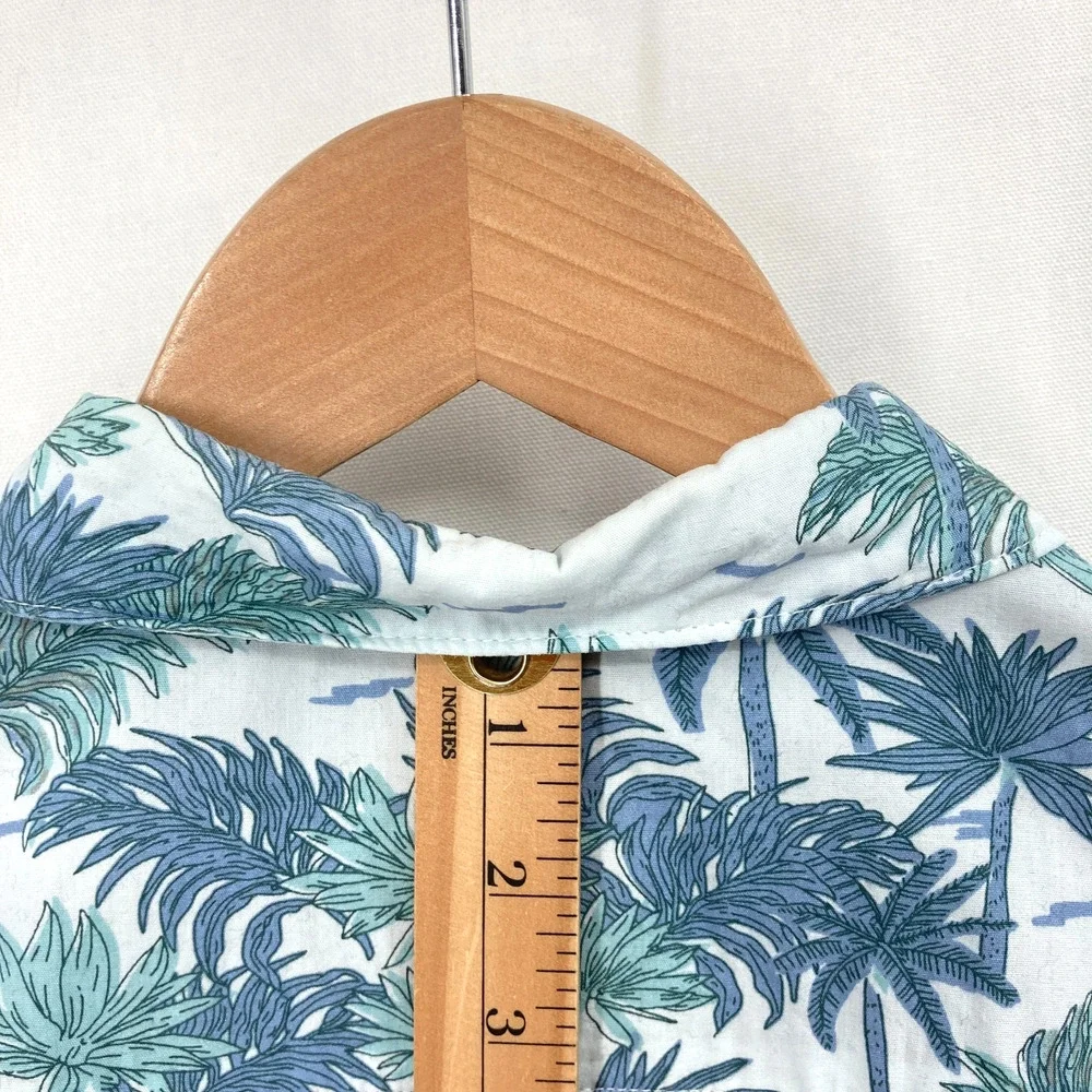 Sunrise Kingdom Palm Tree Tropical Button Down Shirt Large Men's Cotton Hawaiian